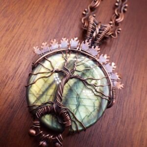 Labradorite Tree of Life Necklace in Copper
