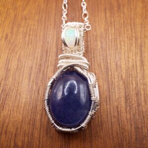 Tanzanite and Opal Necklace in Silver Fill